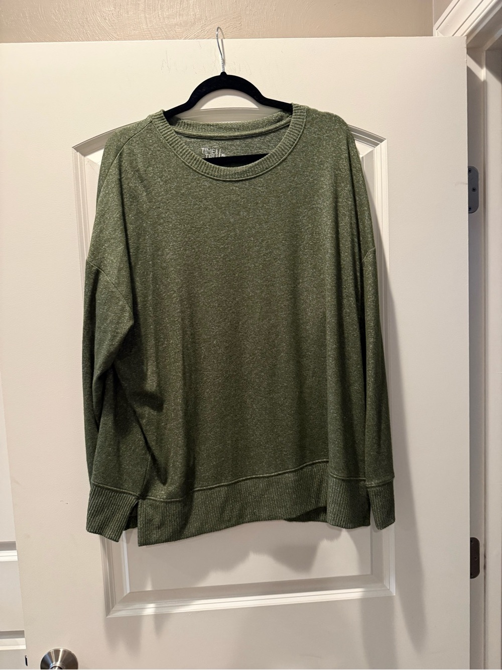 Time and Tru Olive Crewneck Sweater